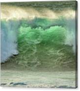 Crashing Waves, Carmel, Ca, Usa, Green Canvas Print