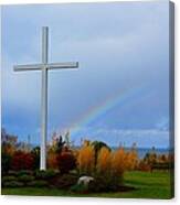 Cross At The End Of The Rainbow Canvas Print