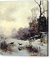 Crows In A Winter Landscape Canvas Print
