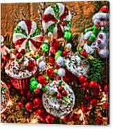 Cupcakes Snowmen And Lollipops Of Christmas Canvas Print