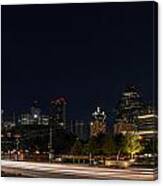 Dallas Night Skyline From Klyde Warren Park Canvas Print