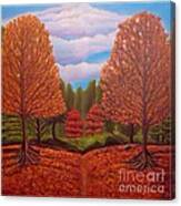 Dance Of Autumn Gold With Blue Skies Revised Canvas Print