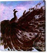 Dancing Peacock Blue Pink Wash Canvas Print