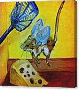 Darn Mouse Flies On Swiss Canvas Print