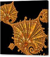 Decorative Golden Floral Fractal Leaves Canvas Print