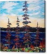Decorative Pines Lakeside - Early Dusk Canvas Print