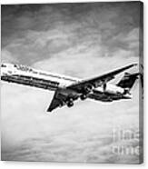 Delta Air Lines Airplane In Black And White Canvas Print