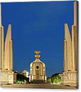Democracy Monument In The Evening Canvas Print