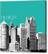 Detroit Skyline 3 - Teal Canvas Print