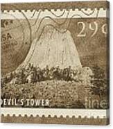 Devils Tower National Monument Wyoming Usa Vintage Stamp Themed Poster Canvas Print