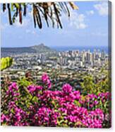 Diamond Head And Waikiki Oahu Hawaii Canvas Print