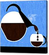 Diner Coffee Pot And Cup Blue Pouring Canvas Print