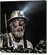 Dirty Coal Miner Wear Hardhat With A Hammer Drill Canvas Print