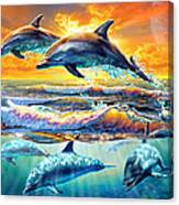 Dolphins At Dawen Canvas Print