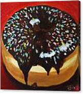Donut On Red Canvas Print
