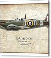 Douglas Bader Spitfire - Map Background Canvas Print
