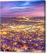 Downtown Boulder Colorado City Lights Sunrise Canvas Print
