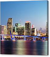 Downtown Miami Skyline At Dusk Canvas Print