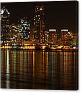 Downtown San Diego At Night From Harbor Drive Canvas Print