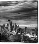 Downtown Seattle Black And White Canvas Print