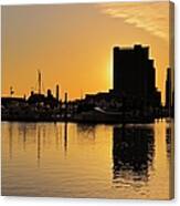 Dramatic Golden Sunrise Baltimore Inner Harbor Canvas Print