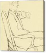 Drawing Of Man Looking At His Watch Canvas Print
