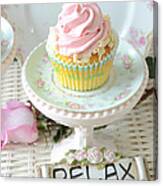 Dreamy Shabby Chic Cupcake Romantic Food Vintage Cottage Food Photography - Just Relax Canvas Print