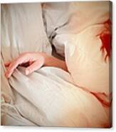 Early Morning - Pillows And Hand Of A Woman Canvas Print