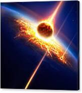Earth In A  Meteor Shower Canvas Print