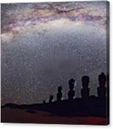 Easter Island Moai And Milky Way Canvas Print
