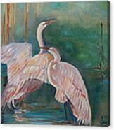Egrets In The Mist Canvas Print