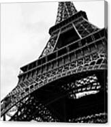 Eiffel Tower From Below Black And White Canvas Print
