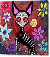 El Perrito Chihuahua Day Of The Dead Canvas Print