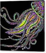 Electric Jellyfish On Black Canvas Print