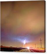 Electrical Charged Green Lightning Thunderstorm Canvas Print