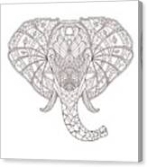 Elephant Black And White Hand Drawn Canvas Print