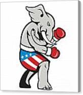 Elephant Mascot Boxer Boxing Side Cartoon Canvas Print