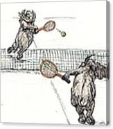 Elephants Playing Tennis Canvas Print