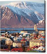 Elevated View Over Reykjavik, Iceland Canvas Print
