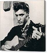 Elvis Presley Plays And Sings Into Old Microphone Canvas Print