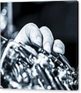 Extreme Close Up Of Fingering Of French Horn Canvas Print