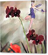 Fairy In The Orchid Garden Canvas Print