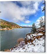 Fall Snow Storm At Big Bear Lake Canvas Print