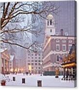 Faneuil Hall In Snow Canvas Print