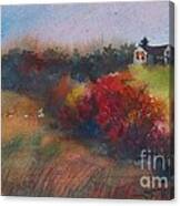 Farm On The Hill At Sunset Canvas Print