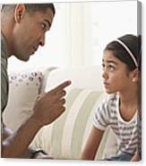 Father Giving Daughter Lecture Canvas Print