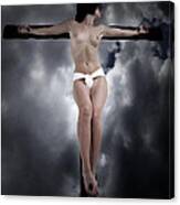 Female Christ In The Sky Canvas Print