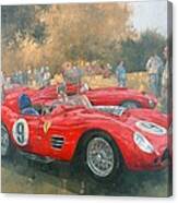 Ferrari, Day Out At Meadow Brook Oil On Canvas Canvas Print