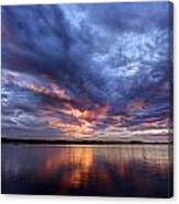 Fire In The Sky Sunset Over The Lake Canvas Print