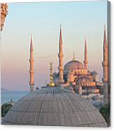 Firuz Aga And Blue Mosque At Sunset Canvas Print